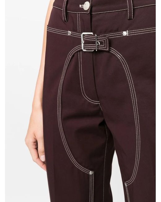 Stella McCartney Red Contrast-stitch Straight-leg Trousers