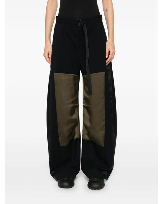 Sacai Black Pantalon À Empiècements