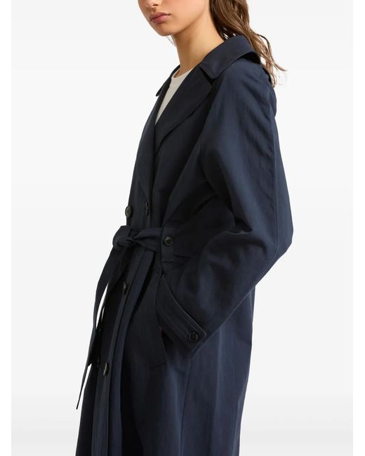 Yves Salomon Blue Double-Breasted Trenchcoat