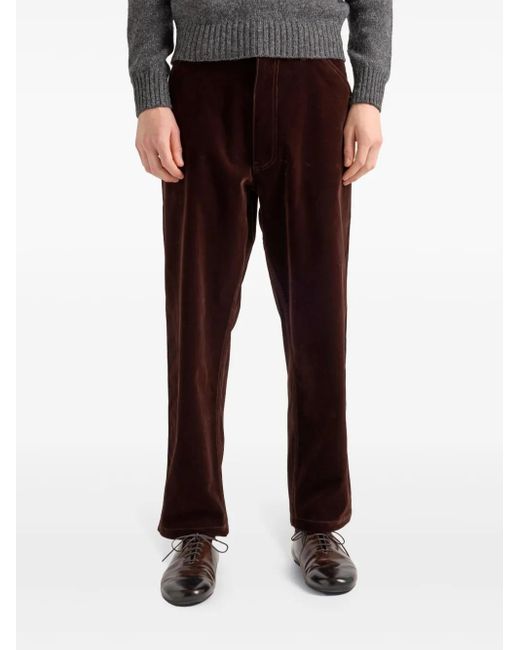 Prada Brown Velvet Straight Trousers for men