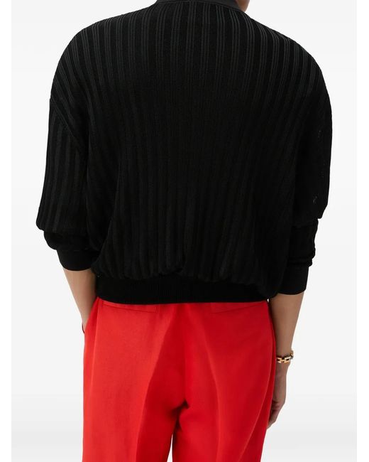 Cardigan En Maille Zippé À Empiècements En Soie Imprimés Versace pour homme en coloris Black