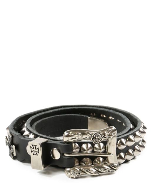 Enfants Riches Deprimes Black Cross-plaque Studded Belt for men