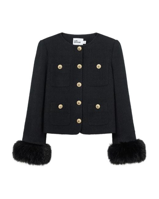 Self-Portrait Black Tweed Jacket