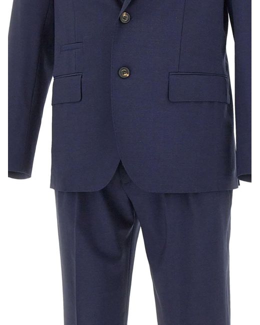 Eleventy Blue Flap-Pockets Wool Suit for men