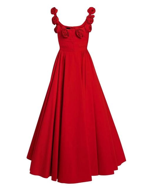 Giambattista Valli Red Rose-Embellished Maxi Dress