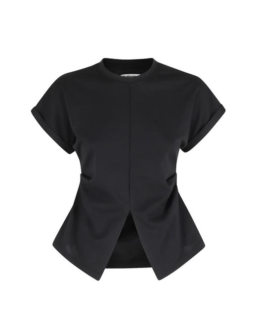 LA PISCINE Black Slit-Detail Short-Sleeve T-Shirt