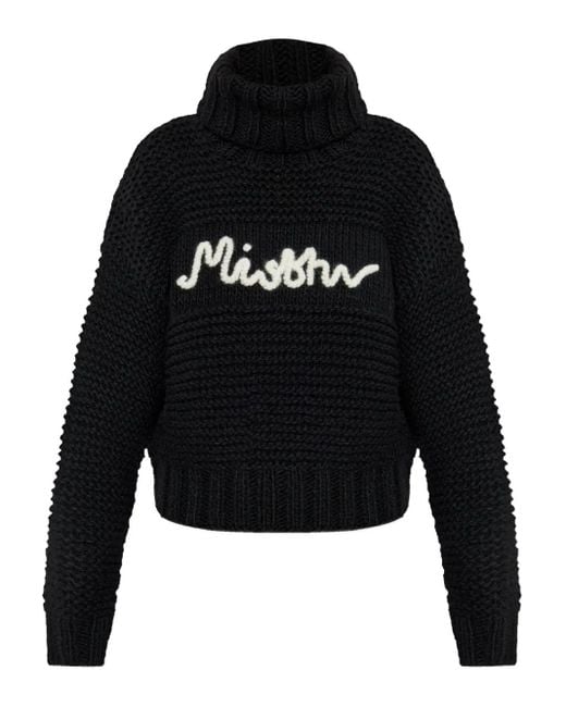 M I S B H V Black Roll-Neck Logo-Detail Sweater