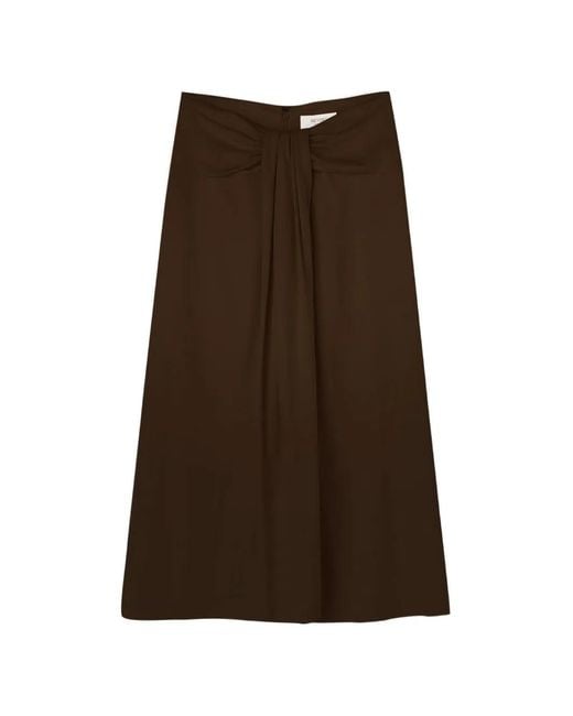 RETORI Brown Draped Midi Skirt