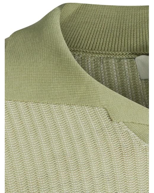 Piacenza Cashmere Green Ribbed-Knit Polo Shirt for men