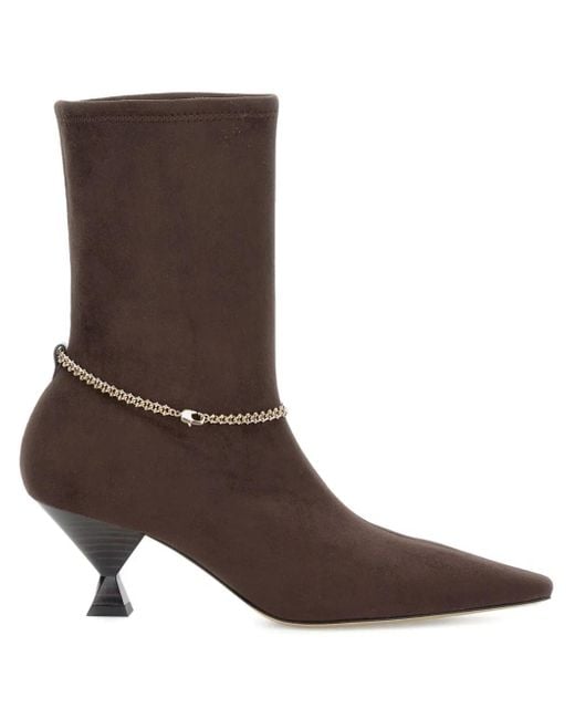 MARIA LUCA Brown Spitze Stiefel mit Kettendetail