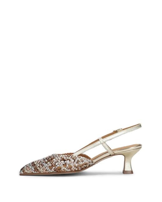 Pedro Miralles White Mantua Woven Slingback Pumps