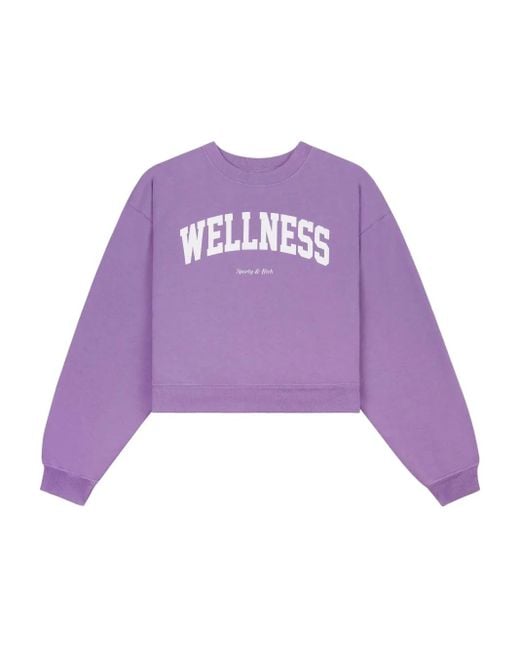 Sporty & Rich Purple Wellness Ivy Cropped Sweatshirt