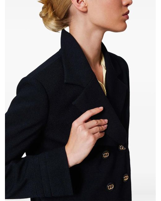 Twinset Blue Embroidered Double-Breasted Jacket