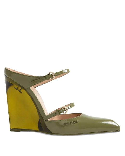 Gucci Green 110Mm Wedge-Heel Pumps