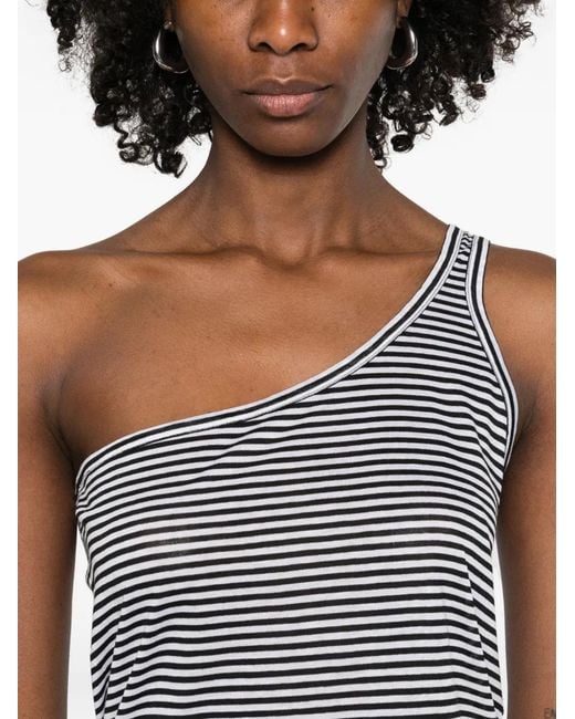 Tom Ford Blue Striped One-Shoulder Top