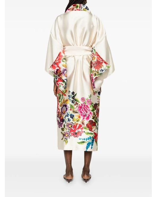 Dolci Follie White Floral Silk Kimono