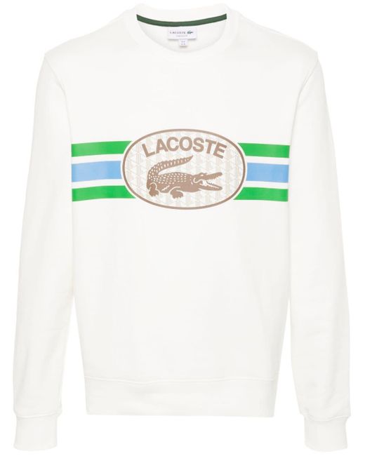 Lacoste White Logo-print Cotton Sweatshirt for men