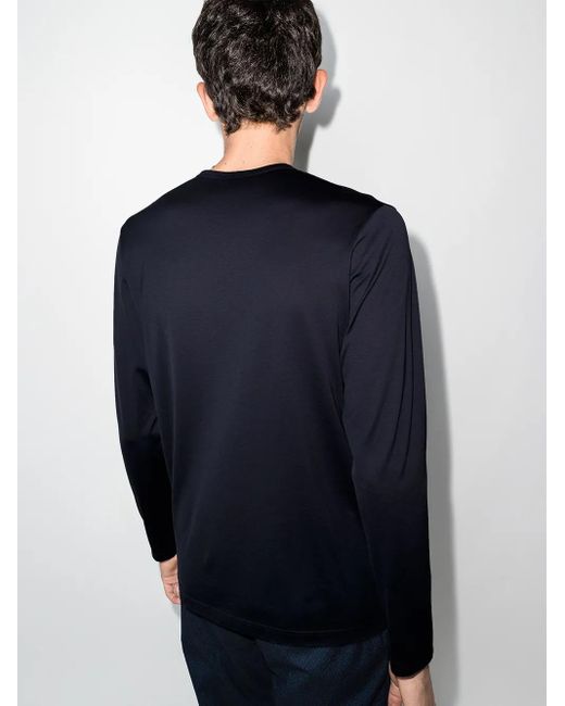 Sunspel Blue Long-Sleeve T-Shirt for men