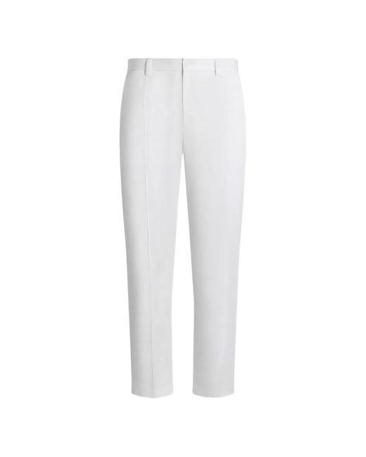 Dolce & Gabbana White Cotton Gabardine Trousers for men