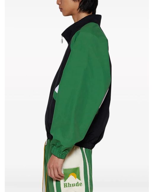 Rhude Green Colour-Block Track Jacket for men
