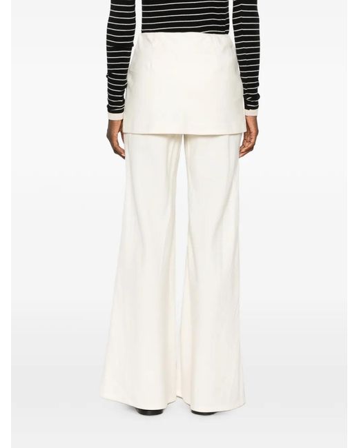 Enza Costa White Twill Apron-Style Trousers