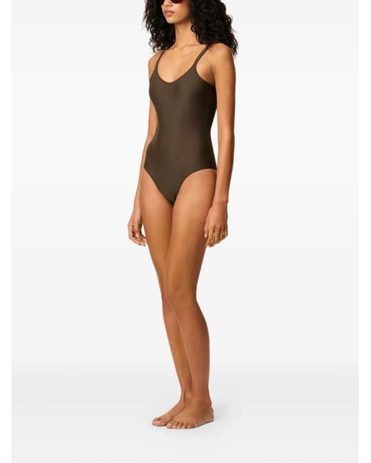 AMI Brown Scoop-Neck Swimsuit