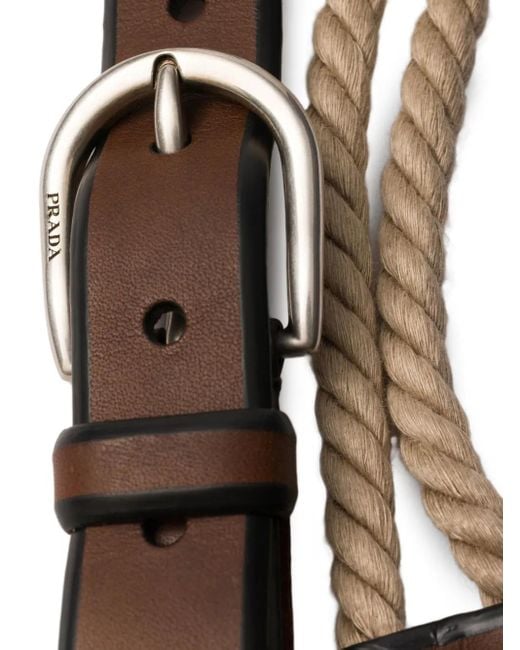 Prada Rope-Detail Belt in White for Men | Lyst UK