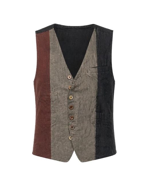 Aleksandr Manamïs Blue Colour-Block Button-Up Gilet for men