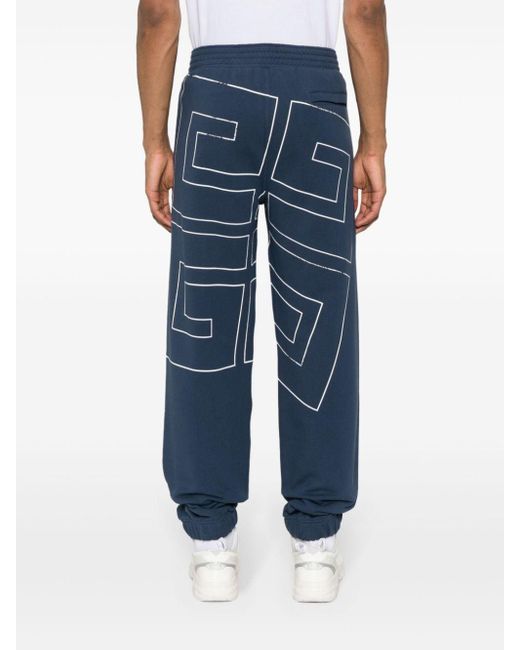 Givenchy Blue Logo-print Cotton Track Pants for men