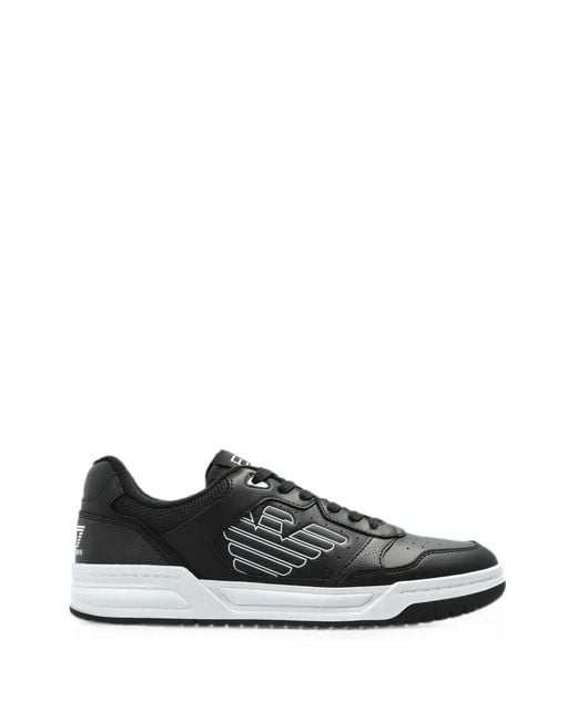 EA7 White Logo-Print Panelled Sneakers for men