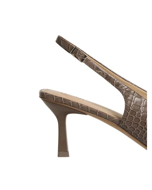 12 STOREEZ Gray Leather Slingback Pumps