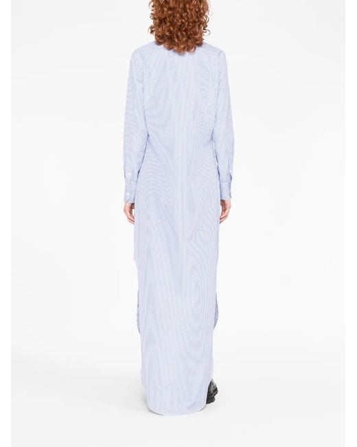 Thom Browne Blue Trouser Length Button Down Point Collar Shirtdress
