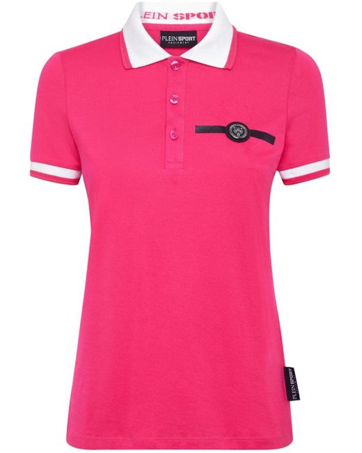 Philipp Plein Katoenen Poloshirt Met Logopatch in het Pink