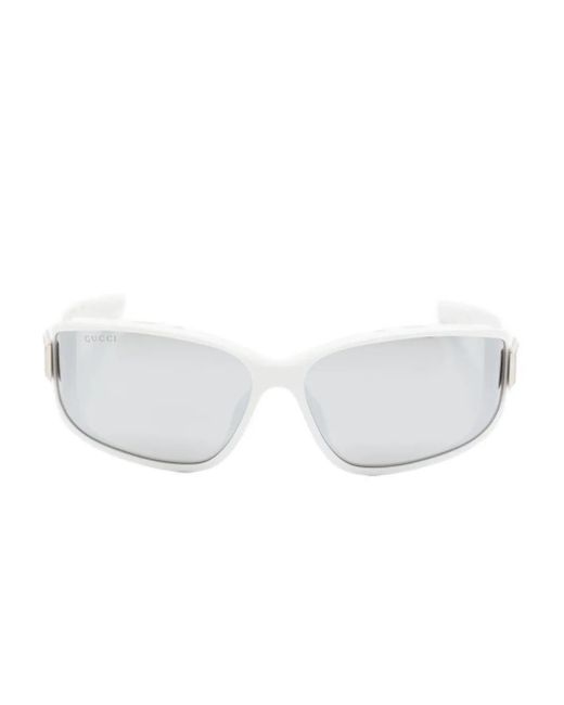 Gucci White Shield-Frame Sunglasses