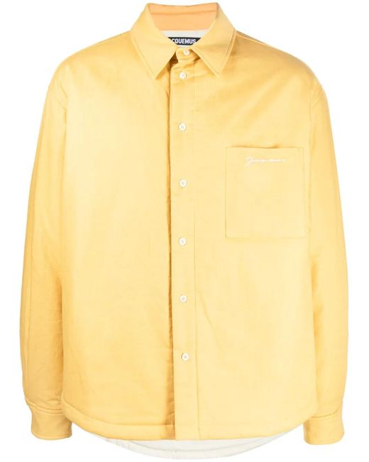 Jacquemus Yellow Embroidered-Logo Button-Fastening Shirt for men