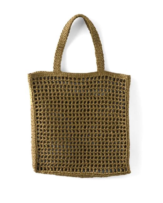 Prada Metallic Triangle-Logo Raffia Tote Bag