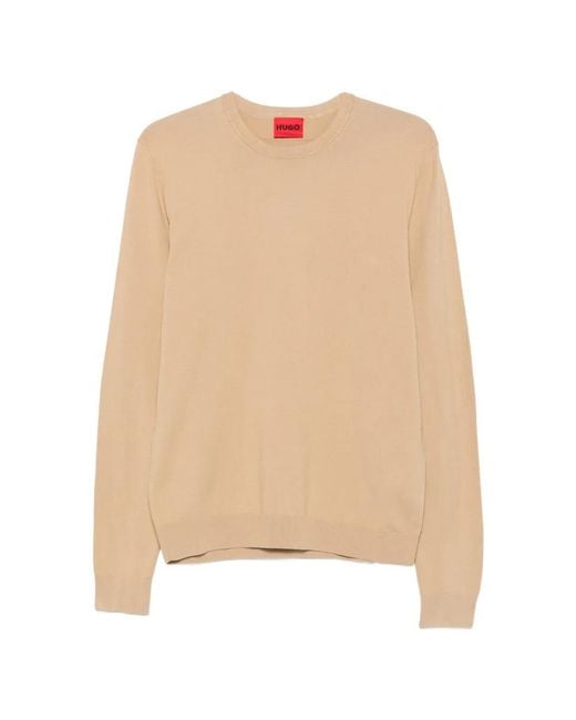 HUGO Natural Crew-Neck Long-Sleeve Sweater for men