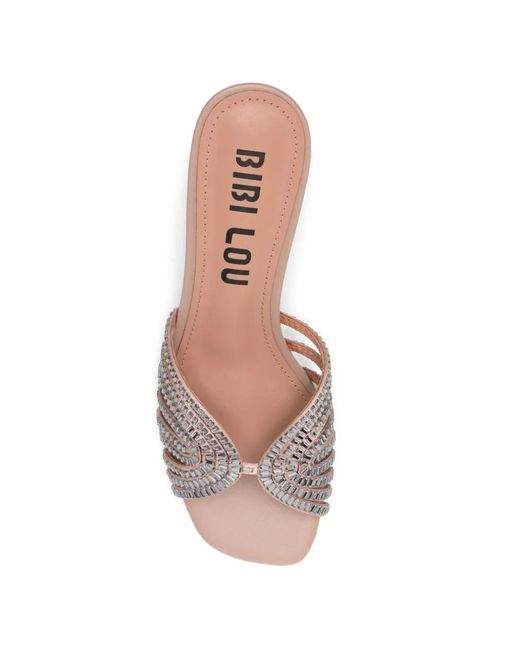 Bibi Lou Pink Serabi Crystal-Embellished Leather Sandals