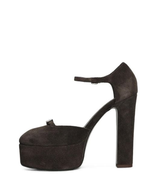 Chantal Black Buckle-Detail Platform Pumps