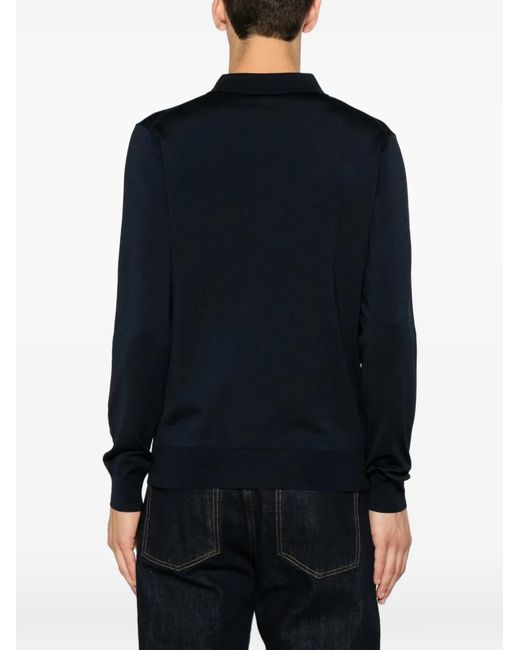 Sandro Blue Long-Sleeve Polo Shirt for men