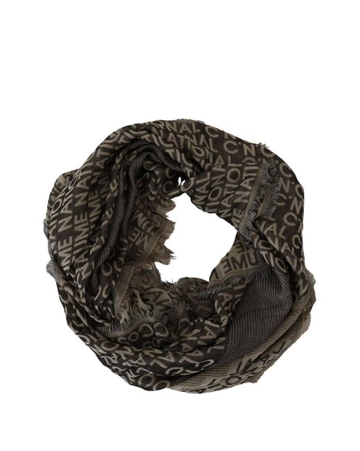 CoSTUME NATIONAL Black Logo-Print Frayed Scarf