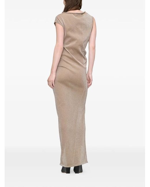 Maison Margiela White Shimmer-Knit Draped Maxi Dress