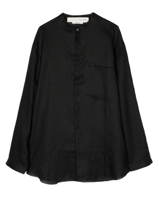 Isabel Benenato Leinenhemd mit Stehkragen in Black für Herren