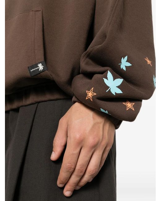 Palm Angels Brown Pull À Imprimé Graphique Et Poche Kangourou for men