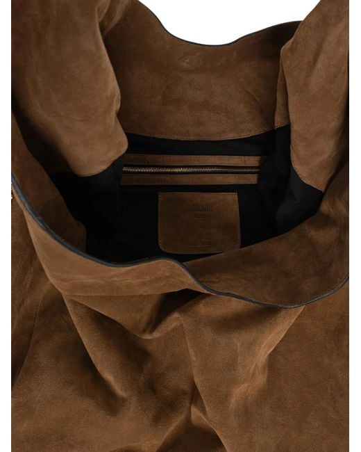 Moschino Brown Large Handle Me Ring-Handle Shoulder Bag