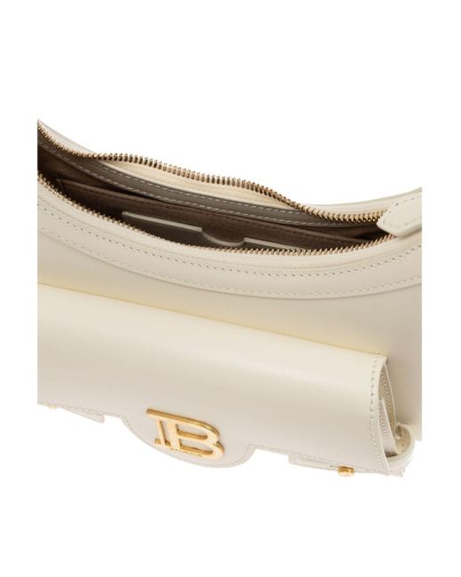 Balmain Natural Leather Signature Top-Handle Shoulder Bag