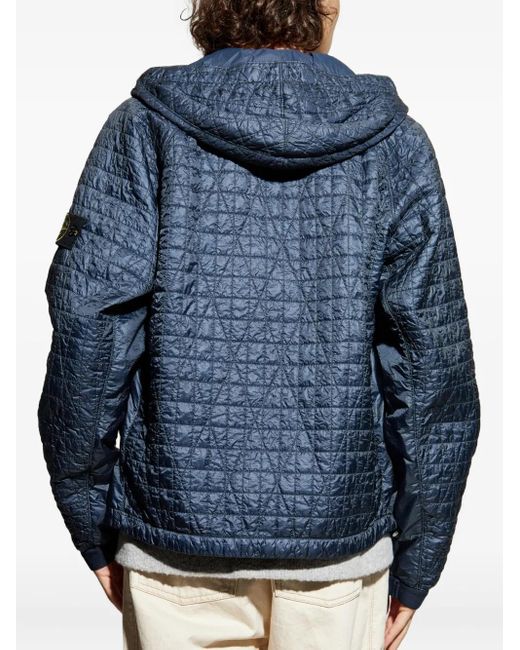 Stone Island Blue 4100023 Quilted Logo-Patch Jacket for men
