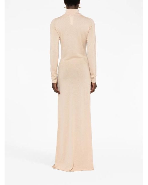 Fabiana Filippi Natural Long-Sleeve Knitted Maxi Dress