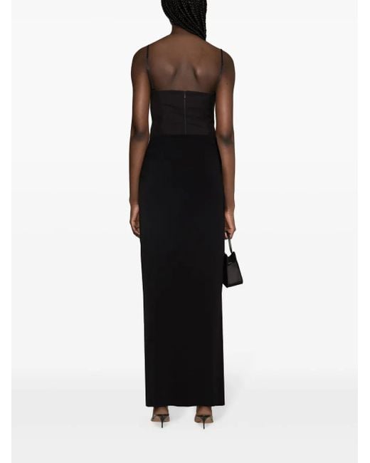 Magda Butrym Black Plunge-Detail Gathered Maxi Skirt