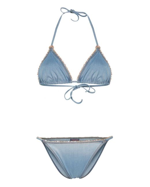 Bikini a triangolo con dettaglio catena di Ermanno Scervino in Blue